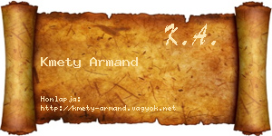 Kmety Armand névjegykártya